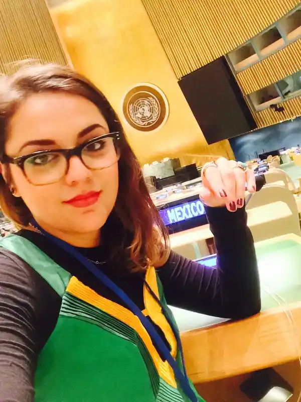 Gladys in a United Nations conference room